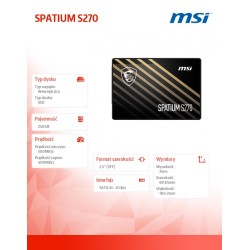 Dysk SSD MSI SPATIUM S270 240GB SATA3 2.5" (500/400 MB/s) 3D… | PartsPC.pl