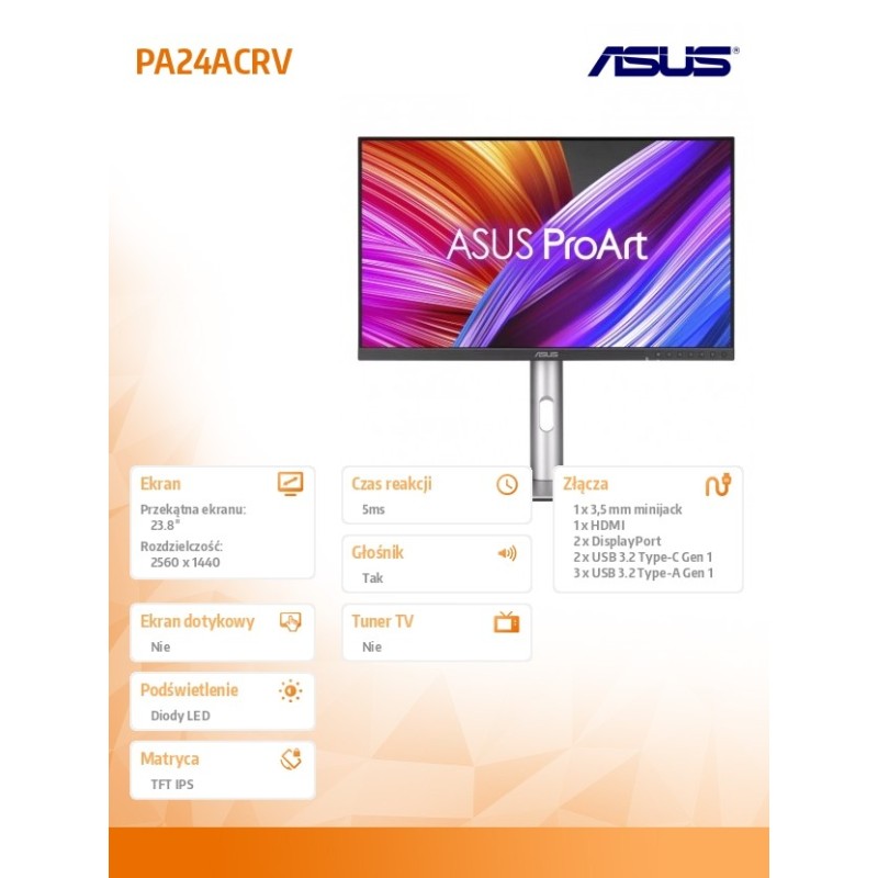 Monitor Asus 23,8" ProArt Display PA24ACRV HDMI 2xDP 4xUSB g… | PartsPC.pl