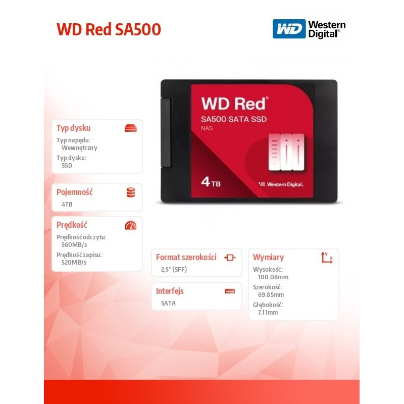 WD Red WDS400T2R0A 4TB SATA powered by Sandisk | PartsPC.pl
