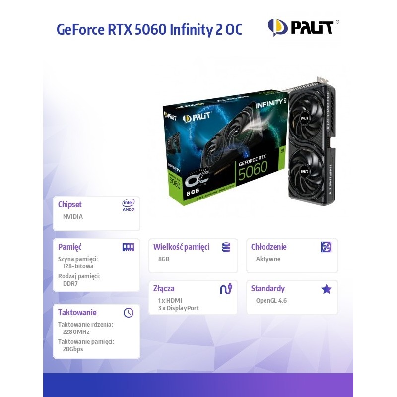 Palit Karta graficzna GeForce RTX 5060 INFINITY 2 OC 8GB GDD… | PartsPC.pl