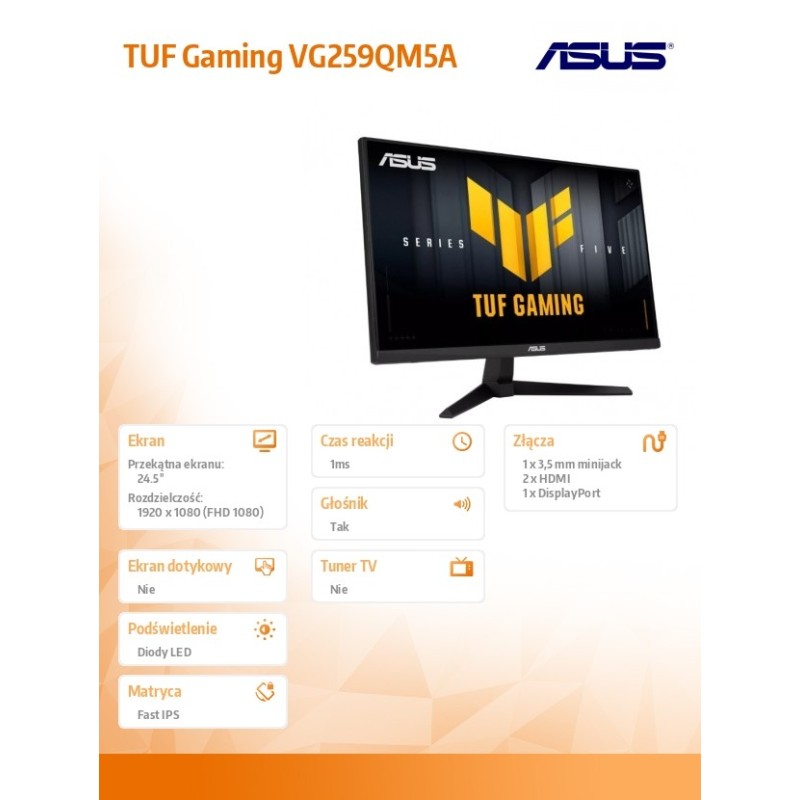 Asus Monitor 25 cali TUF Gaming VG259QM5A IPS 240Hz 2HDMI DP… | PartsPC.pl