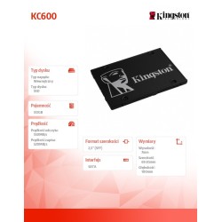 Dysk SSD Kingston KC600 512GB SATA3 2,5" (550/520 MB/s) NAND… | PartsPC.pl