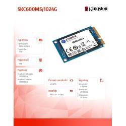 Kingston Dysk SSD SKC600 1024GB mSATA 550/520 MB/s | PartsPC.pl