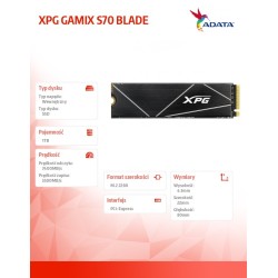 Adata Dysk SSD XPG GAMMIX S70 BLADE 1TB PCIe 4x4 7.4/5.5 GBs | PartsPC.pl