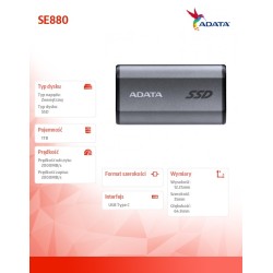 Adata Dysk zewnętrzny SSD SE880 1TB USB3.2A/C Gen2x2 | PartsPC.pl