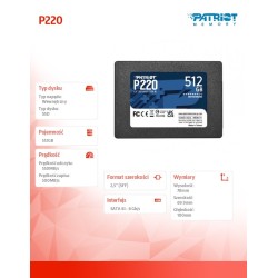 Patriot Dysk SSD 512GB P220 550/500MB/s SATA III 2.5 cala | PartsPC.pl
