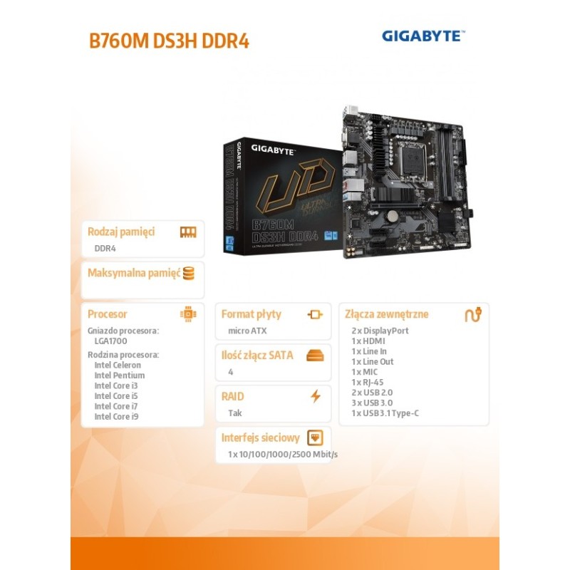 Płyta Gigabyte B760M DS3H DDR4 | PartsPC.pl