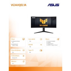 Monitor Asus 34" TUF Gaming VG34VQEL1A 2xHDMI DP 3xUSB 3.0 g… | PartsPC.pl