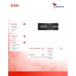 Adata Dysk SSD zewnętrzny SC610 2000 GB USB3.2A Gen2 czarny… | PartsPC.pl