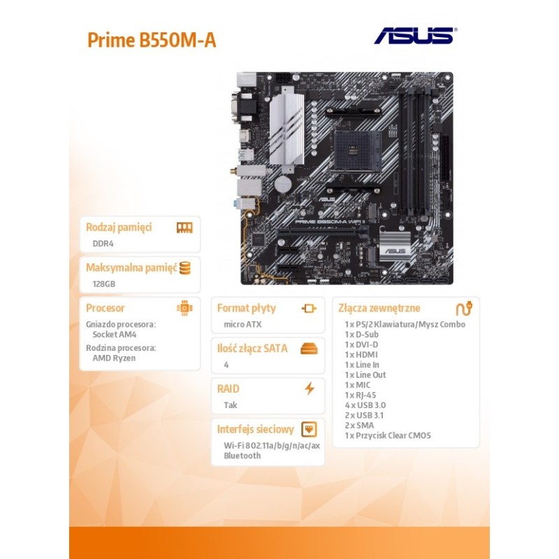 Płyta Asus PRIME B550M-A WIFI II /AMD | PartsPC.pl