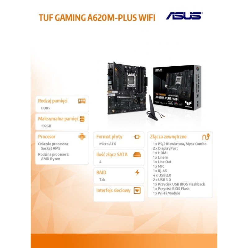 Płyta Asus TUF GAMING A620M-PLUS WIFI /AMD