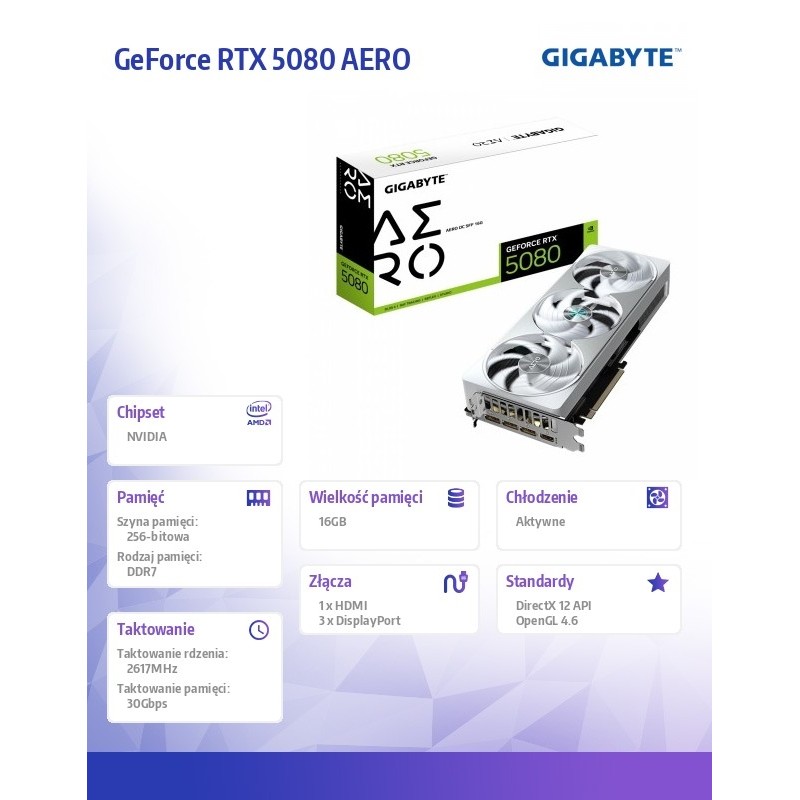 Karta VGA Gigabyte GeForce RTX 5080 AERO OC SFF 16G 16GB GDD… | PartsPC.pl