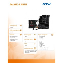 Płyta MSI PRO B850-S WIFI6E /AMD | PartsPC.pl