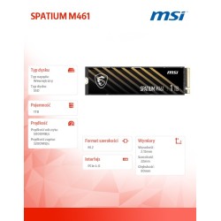 Dysk SSD MSI SPATIUM M461 1TB PCIe 4.0 NVMe M.2 2280 (5000/3… | PartsPC.pl