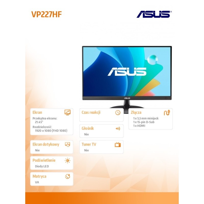 Monitor Asus 21,45" VP227HF Eye Care Gaming Monitor VA FHD 1… | PartsPC.pl
