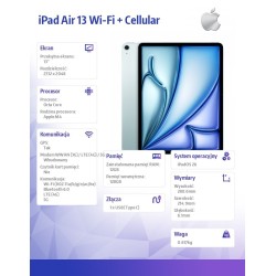 Apple iPad Air 13 cali Wi-Fi + Cellular 128GB Niebieski | PartsPC.pl