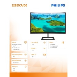 Monitor Philips 32" 328E1CA/00 4K UHD 2xHDMI DP głośniki | PartsPC.pl