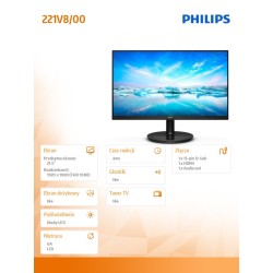 Monitor Philips 21,5" 221V8/00 VGA HDMI | PartsPC.pl
