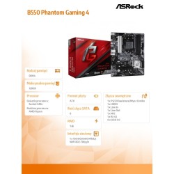 ASRock Płyta główna B550 Phantom Gaming 4 AM4 4DDR4 HDMI M.2… | PartsPC.pl