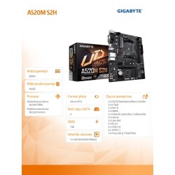 Gigabyte Płyta główna A520M S2H AM4 2DDR4 M.2 HDMI/DVI mATX… | PartsPC.pl
