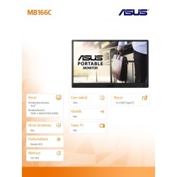 Monitor Asus 15,6" ASUS ZenScreen MB166C USB-C