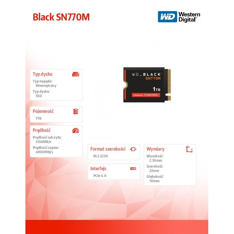 WD_BLACK™ SN770M NVMe™ SSD POWERED BY SANDISK 1 TB | PartsPC.pl