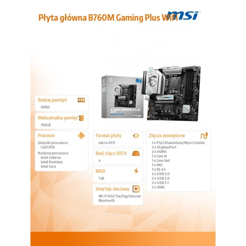 Płyta MSI B760M GAMING PLUS WIFI | PartsPC.pl