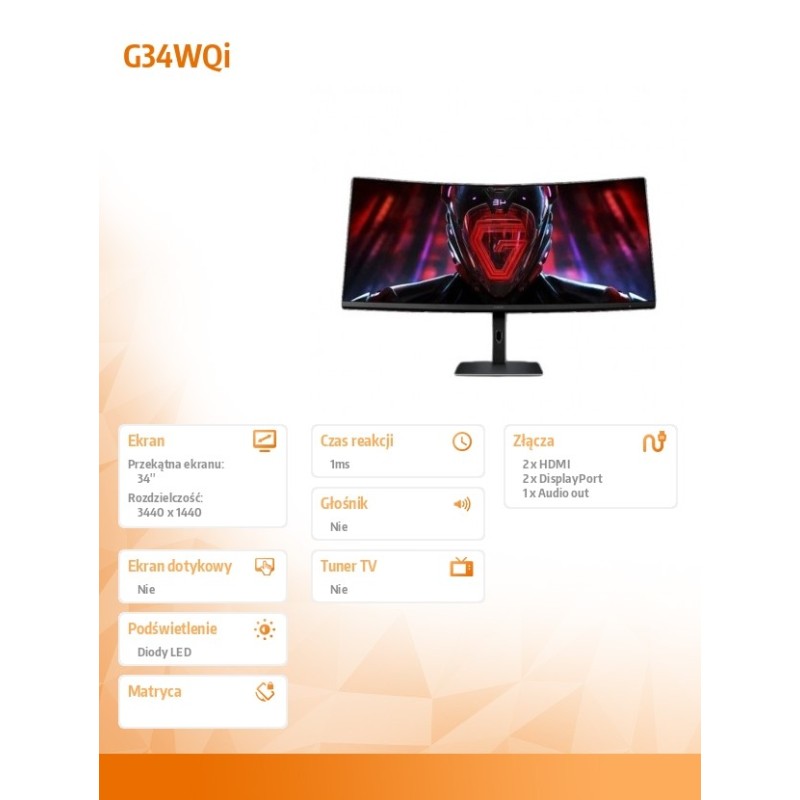 XIAOMI Monitor Gaming Curved G34WQi EU | PartsPC.pl