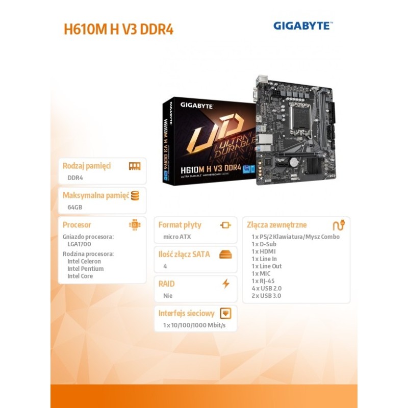 Płyta Gigabyte H610M H V3 DDR4 (rev. 1.0) | PartsPC.pl