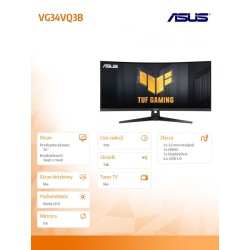 Monitor Asus 34" TUF Gaming VG34VQ3B 2xHDMI 2xDP 5xUSB... | PartsPC.pl