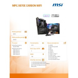 MSI Płyta główna MPG X870E CARBON WIFI AM5 4DDR5 ATX | PartsPC.pl