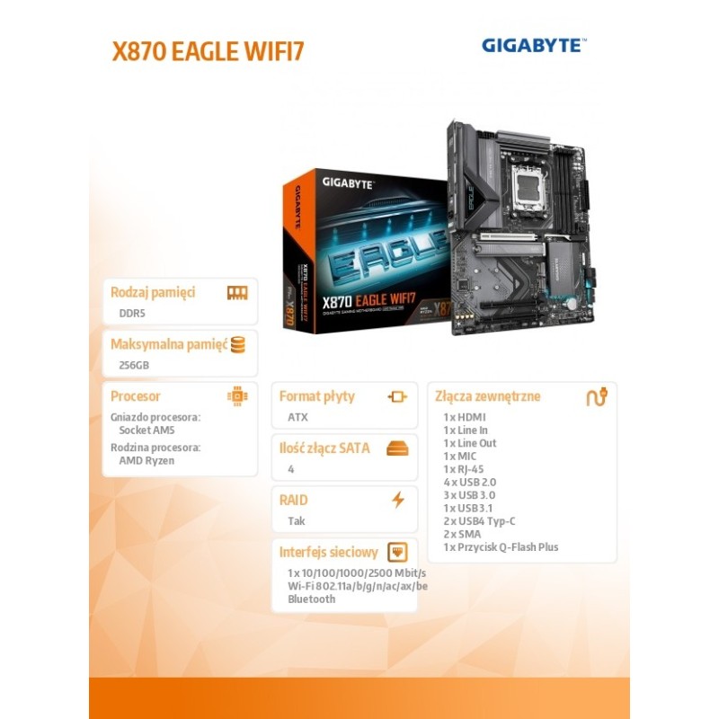 Płyta Gigabyte X870 EAGLE WIFI7 /AMD | PartsPC.pl