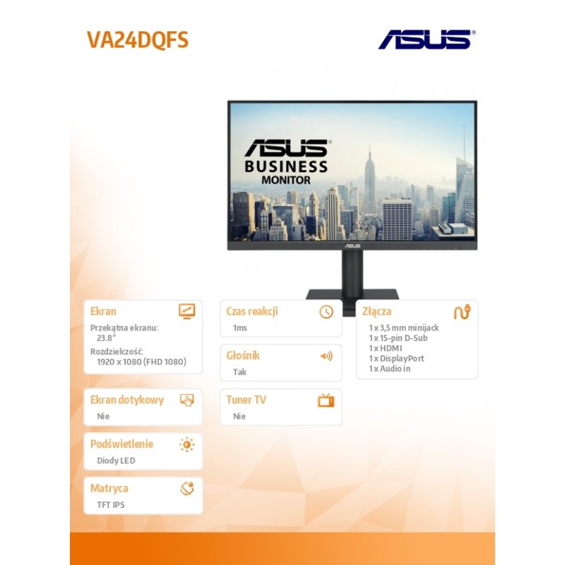 Monitor Asus 23,8" VA24DQFS Business Monitor IPS FHD... | PartsPC.pl