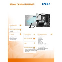 MSI Płyta główna B860M GAMING PLUS WIFI s1851 4DDR5 ATX | PartsPC.pl