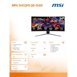 Monitor MSI 34" MPG 341CQPX QD-OLED 2xHDMI DP 4xUSB | PartsPC.pl