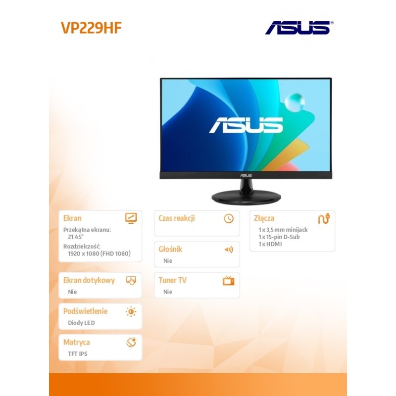 Monitor Asus 21,45" Eye Care Gaming Monitor VP229HF IPS FHD … | PartsPC.pl
