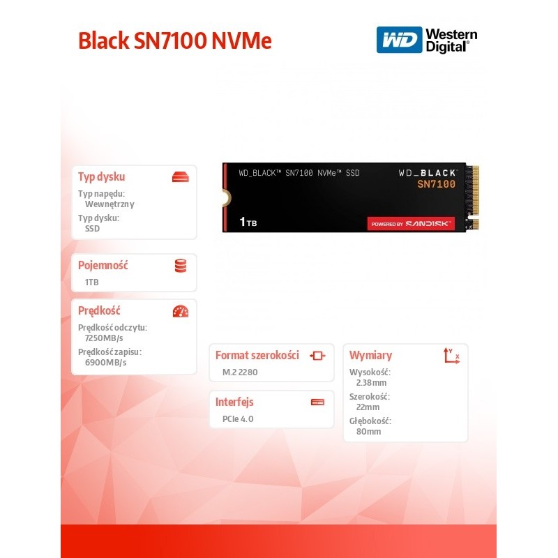 WD_BLACK™ SN7100 NVMe™ SSD POWERED BY SANDISK 1 TB | PartsPC.pl