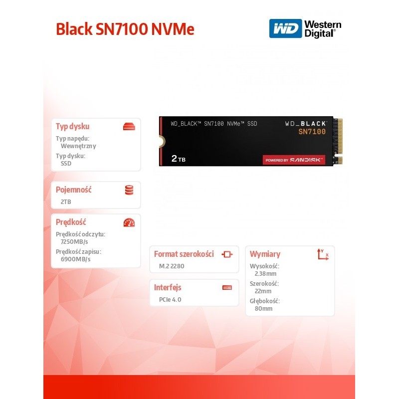 WD_BLACK™ SN7100 NVMe™ SSD POWERED BY SANDISK 2 TB | PartsPC.pl