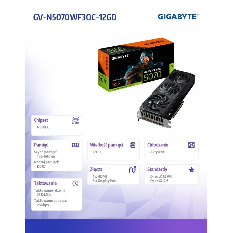 Karta VGA Gigabyte GeForce RTX 5070 WINDFORCE OC SFF 12G 12G… | PartsPC.pl