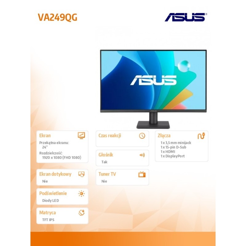 Monitor Asus 23,8" VA249QG Eye Care Gaming Monitor IPS FHD 1… | PartsPC.pl