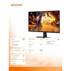 Monitor AOC 23,8" Q24G4RE Fast IPS QHD 180Hz HDMI DP