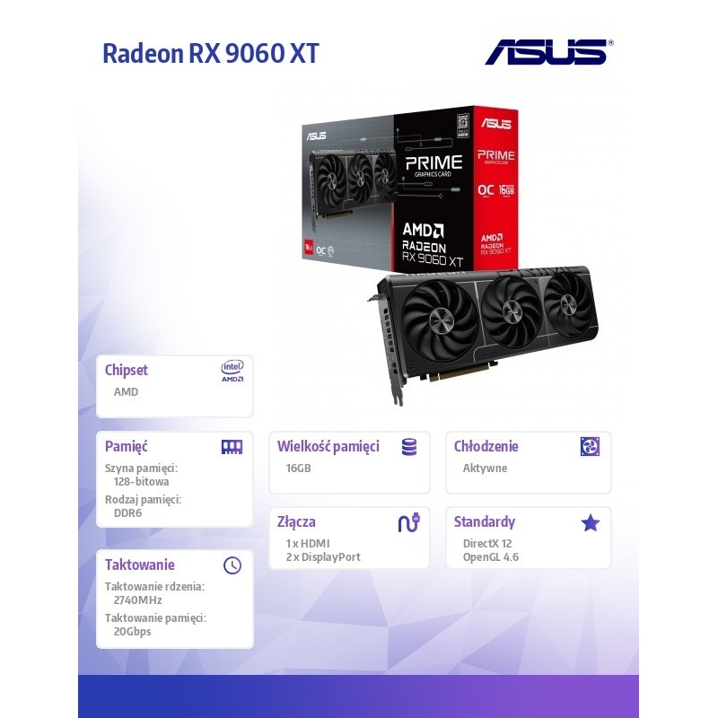 Karta VGA Asus Prime Radeon RX 9060 XT OC 16GB GDDR6 128bit … | PartsPC.pl