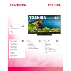 Toshiba Telewizor LED 43 cale 43UV3F63DG | PartsPC.pl