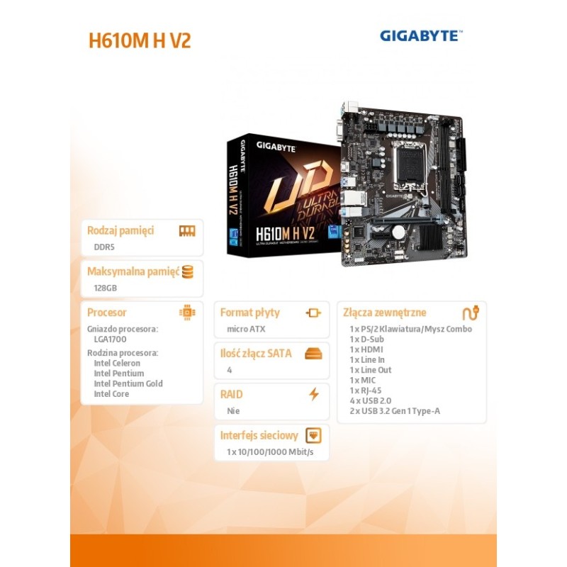Płyta Gigabyte H610M H V2 (rev. 1.0) | PartsPC.pl