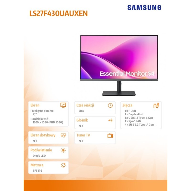 Samsung Monitor 27 cali S43UF IPS 1920x1080 FHD 16:9 1xHDMI … | PartsPC.pl