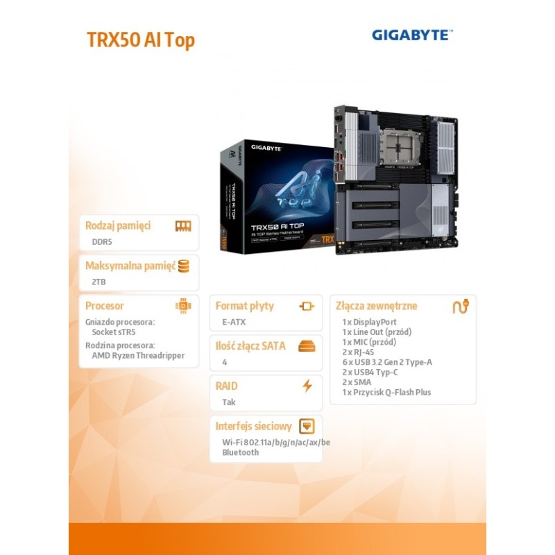Gigabyte Płyta główna TRX50 AI TOP sTR5 8DDR5 DP IN/USB-C e-… | PartsPC.pl