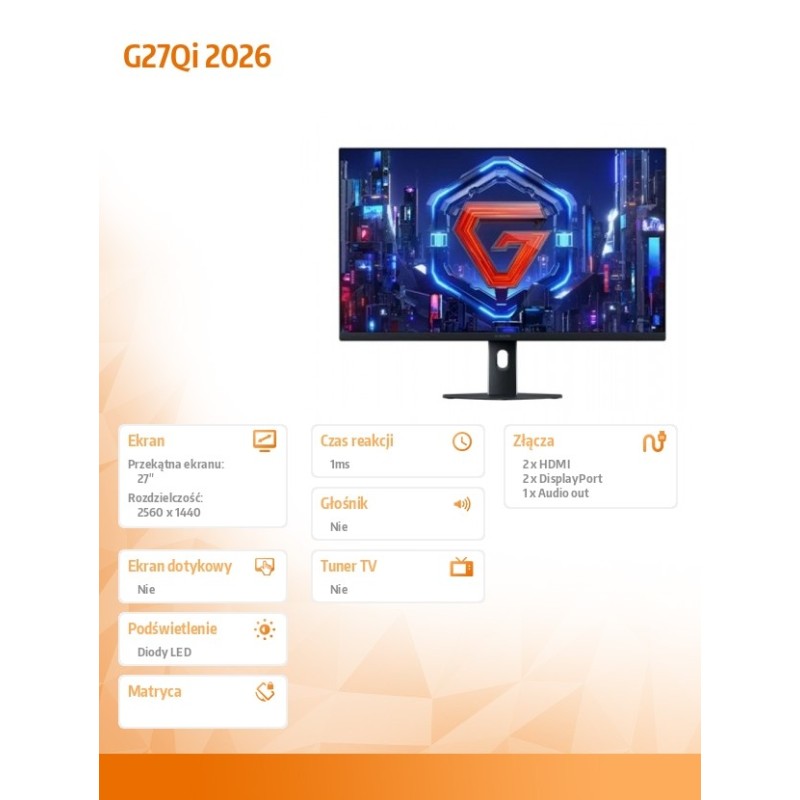 XIAOMI Monitor gamingowy 2K G27Qi 2026 | PartsPC.pl
