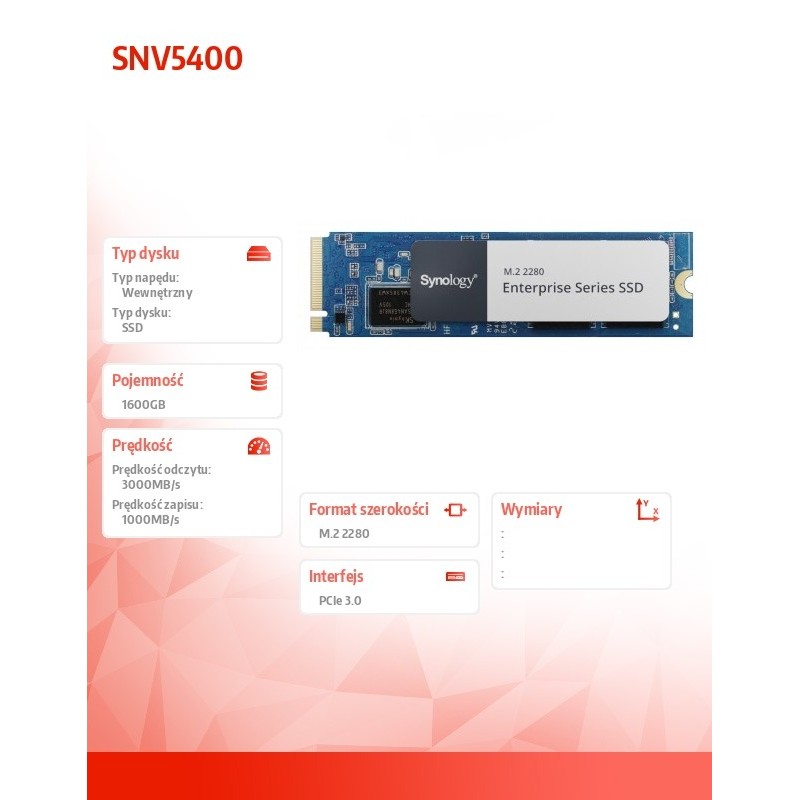 Synology Dysk SDD M2 NVMe PCIe 3.0 x4 1600GB SNV5420-1600G… | PartsPC.pl