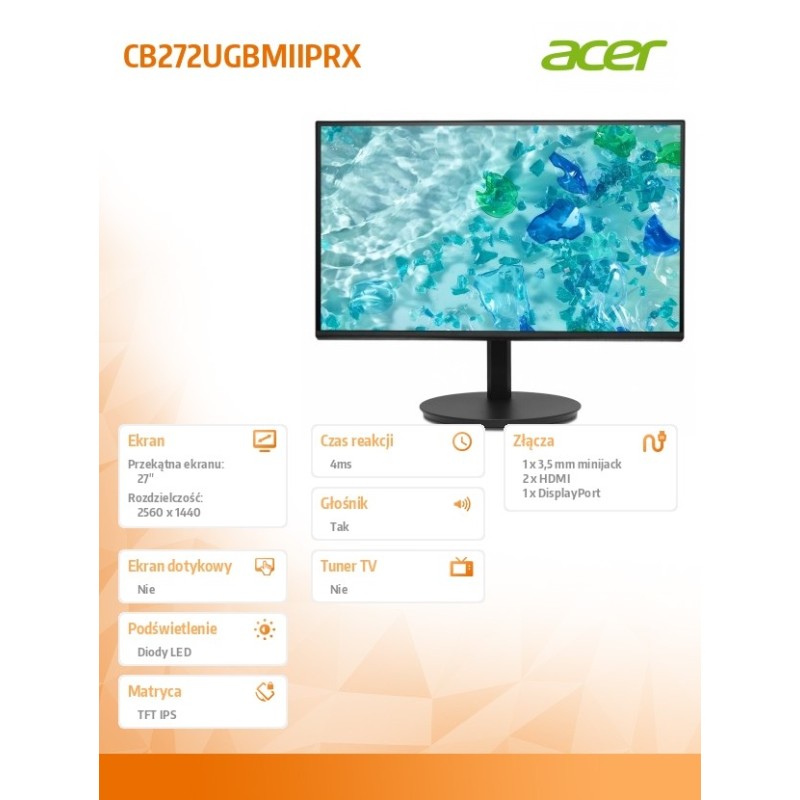 Acer Monitor 27 cali CB272UGBMIIPRX QHD IPS 120Hz 2XHDMI DP… | PartsPC.pl