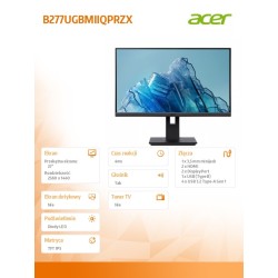 Acer Monitor 27 cali B277UGBMIIQPRZX QHD IPS 120Hz 2HDMI DP… | PartsPC.pl